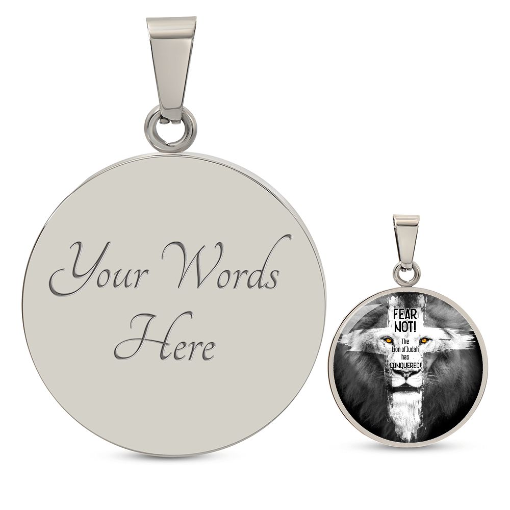Lion of Judah Circle Pendant Necklace Premium Stainless Steel or 18k Gold Finish 18-22"