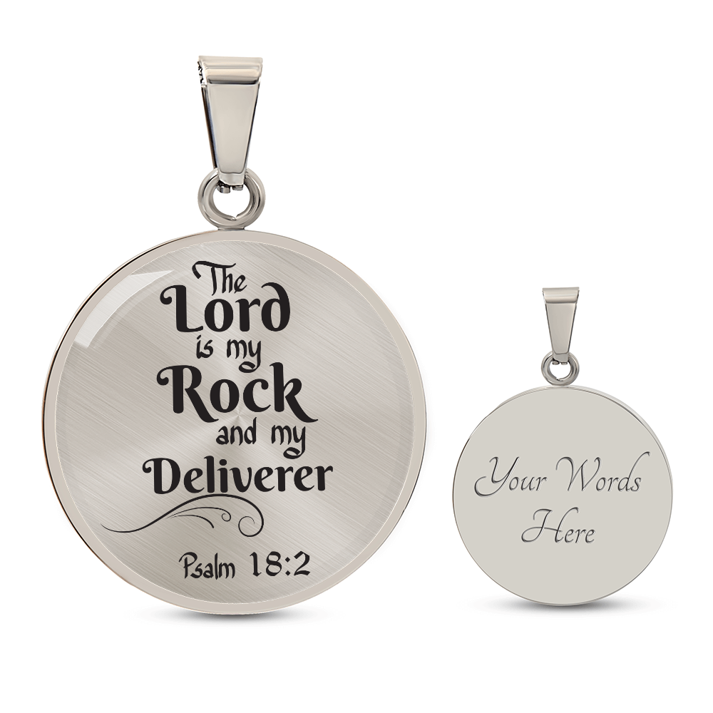 Lord is My Rock Circle Pendant Necklace Stainless Steel 1822"