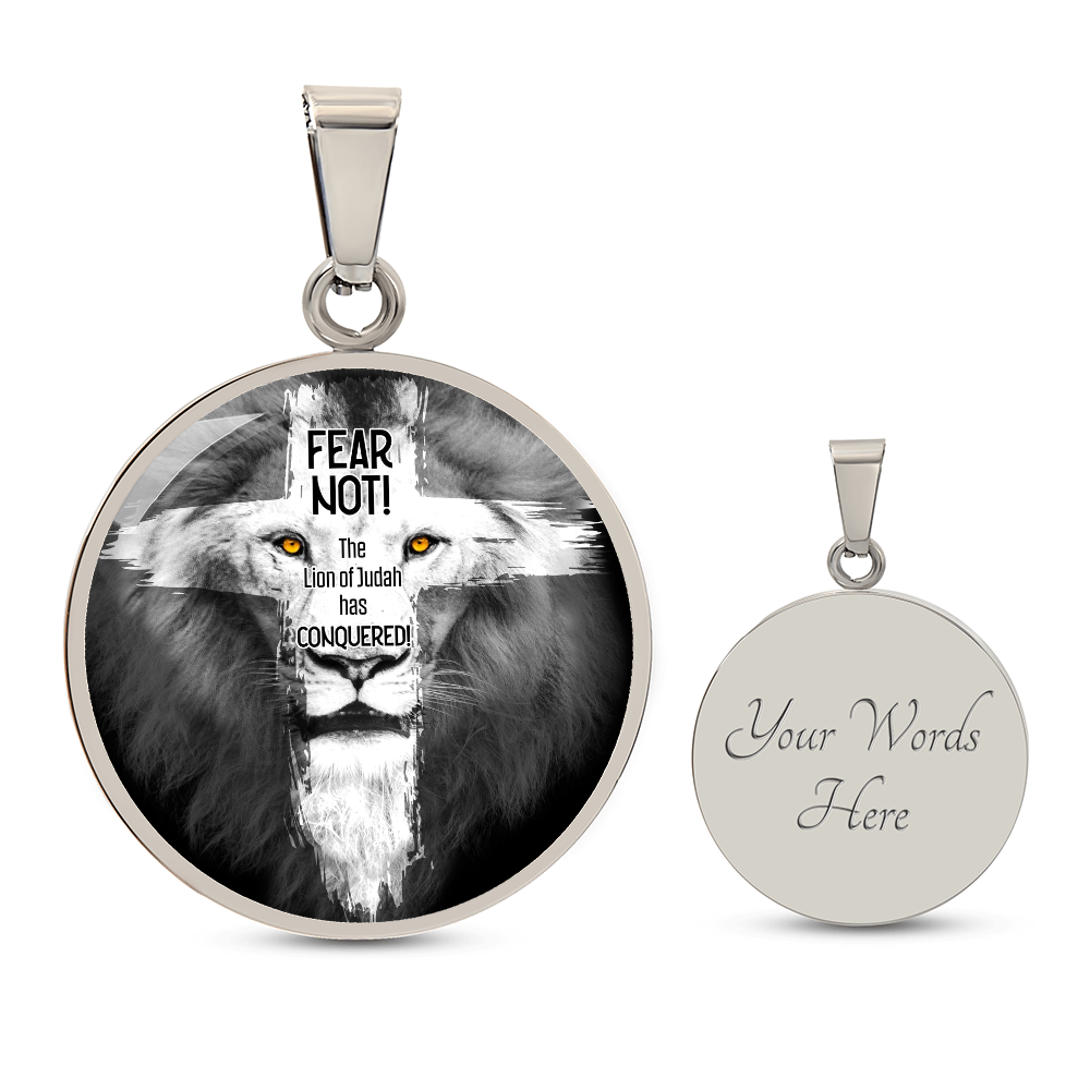 Lion of Judah Circle Pendant Necklace Premium Stainless Steel or 18k Gold Finish 18-22"