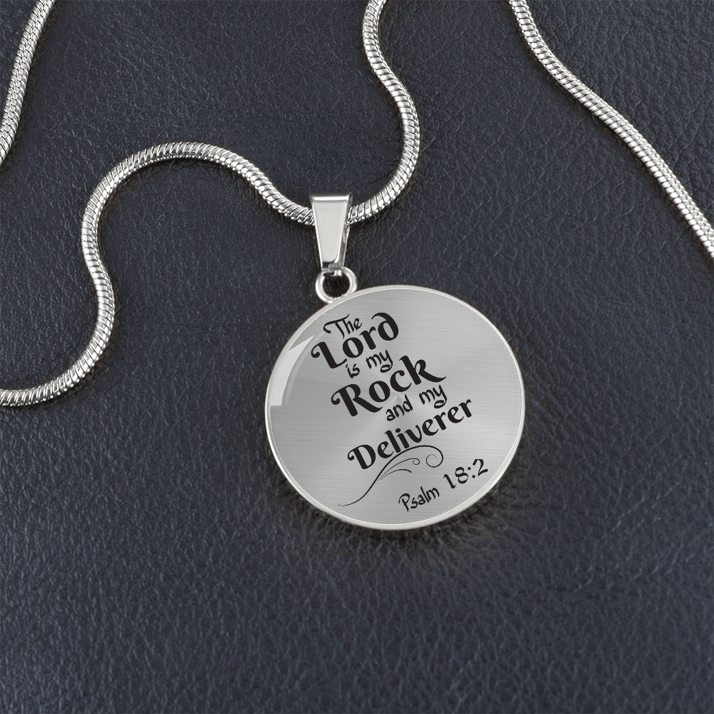 Lord is My Rock Circle Pendant Necklace Stainless Steel 1822"