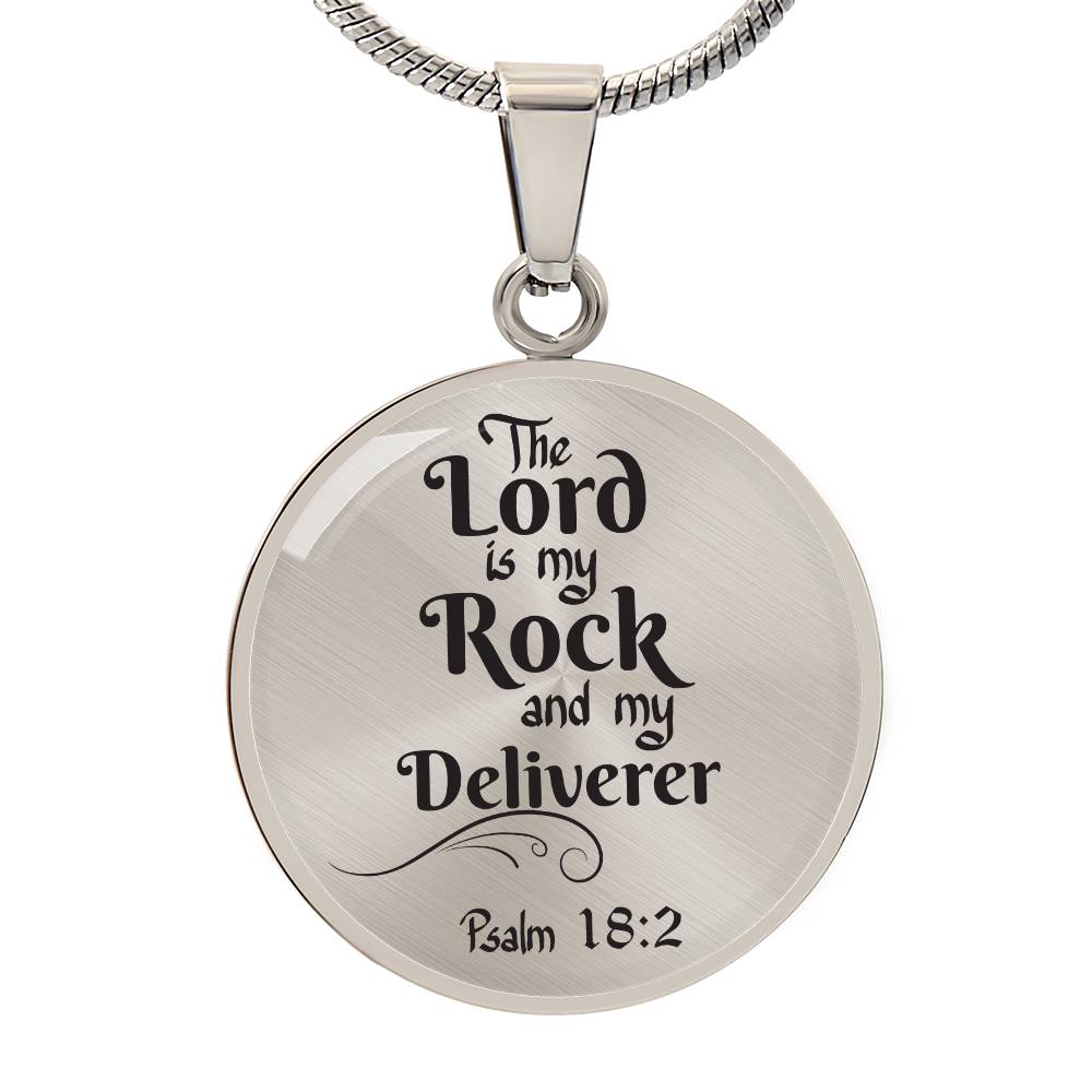 Lord is My Rock Circle Pendant Necklace Stainless Steel 1822"