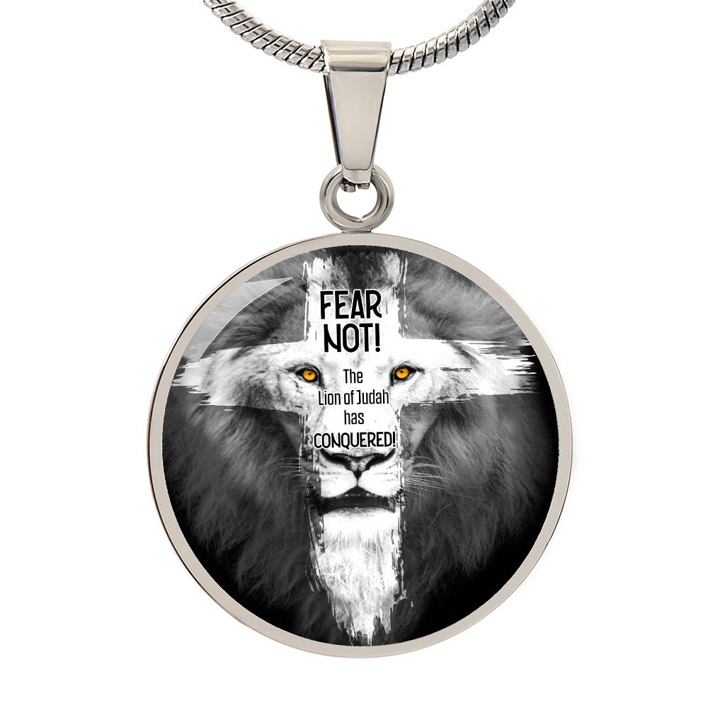 Lion of Judah Circle Pendant Necklace Premium Stainless Steel or 18k Gold Finish 18-22"