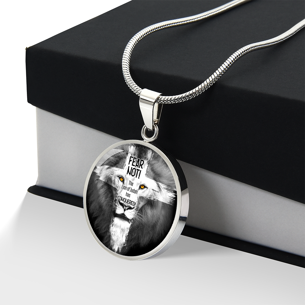 Lion of Judah Circle Pendant Necklace Premium Stainless Steel or 18k Gold Finish 18-22"