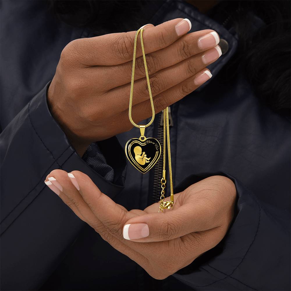 Choose Life Prolife Premium Stainless Steel or 18k Gold Heart Pendant Necklace - Adjustable 18-22"