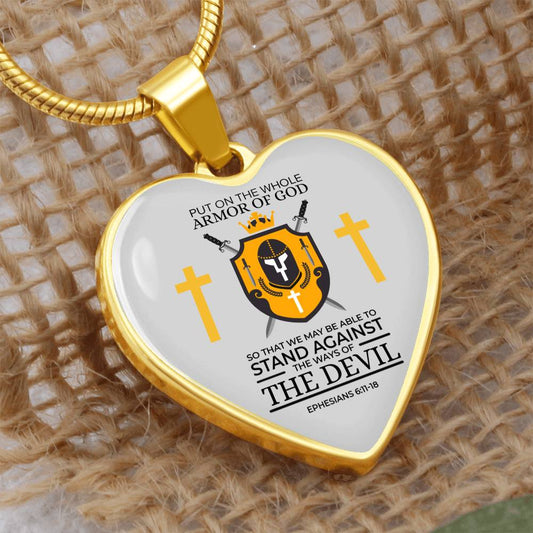 Whole Armor Of God Stainless Steel or 18k Gold Heart Pendant 18-22"