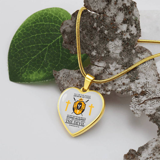 Whole Armor Of God Stainless Steel or 18k Gold Heart Pendant 18-22"