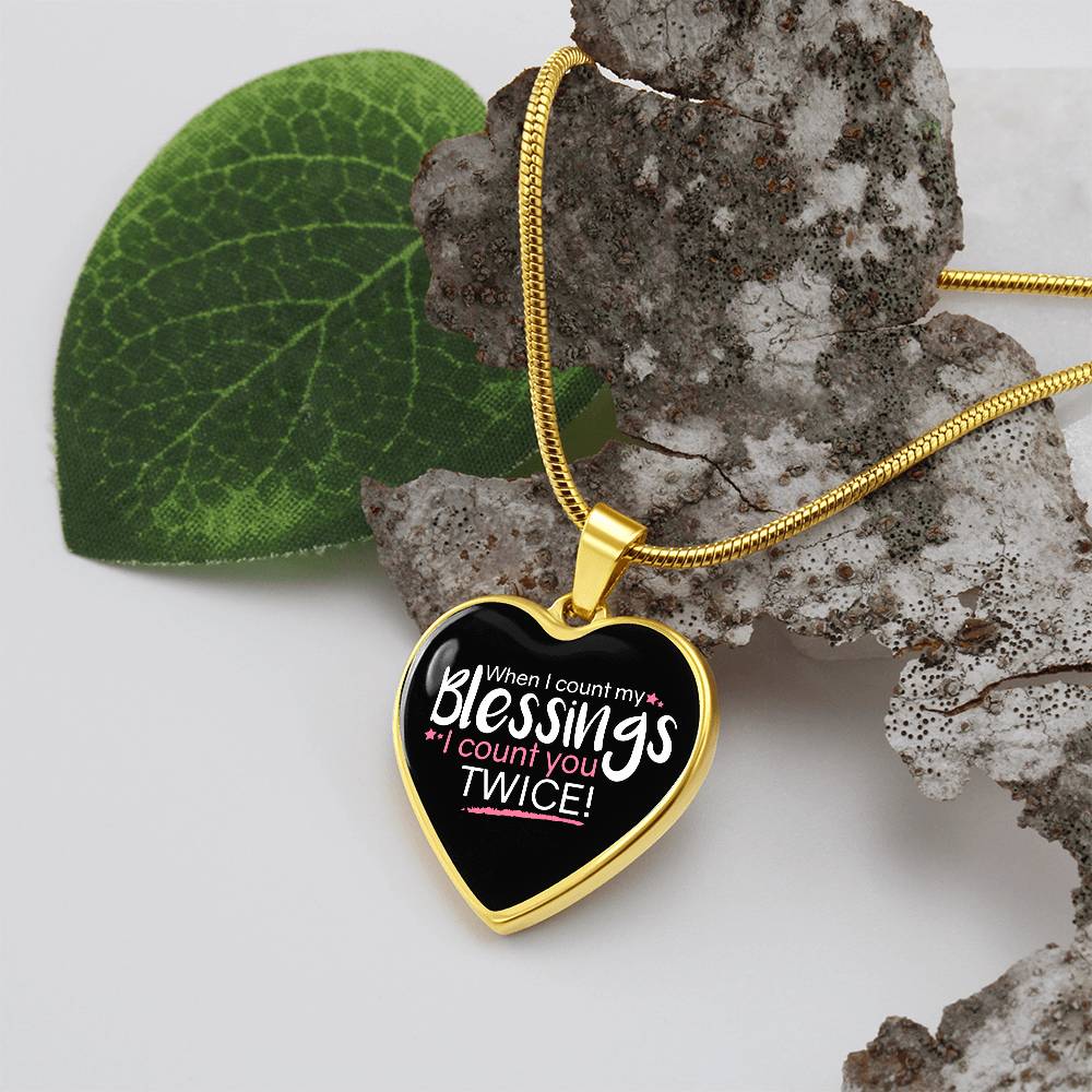 When I Count My Blessings Heart Pendant Necklace