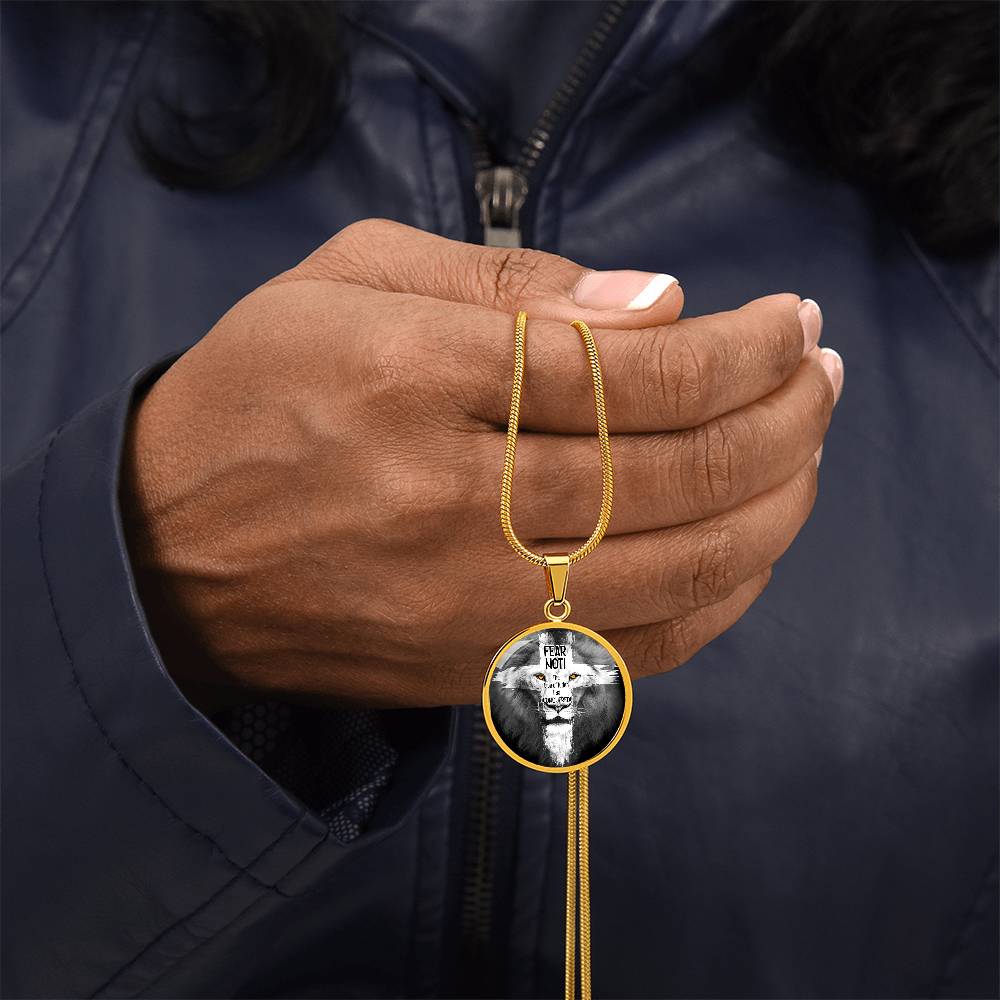 Lion of Judah Circle Pendant Necklace Premium Stainless Steel or 18k Gold Finish 18-22"