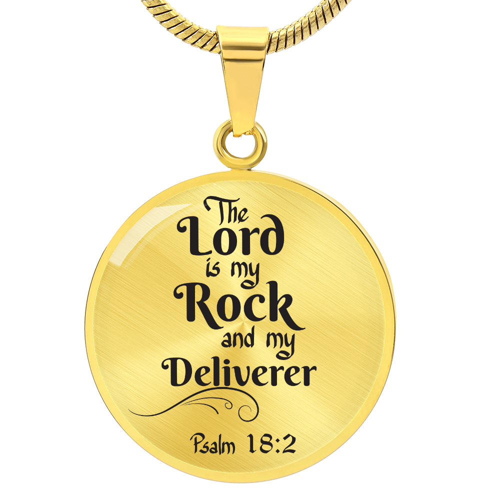 Lord is My Rock Circle Pendant Necklace Stainless Steel 1822"
