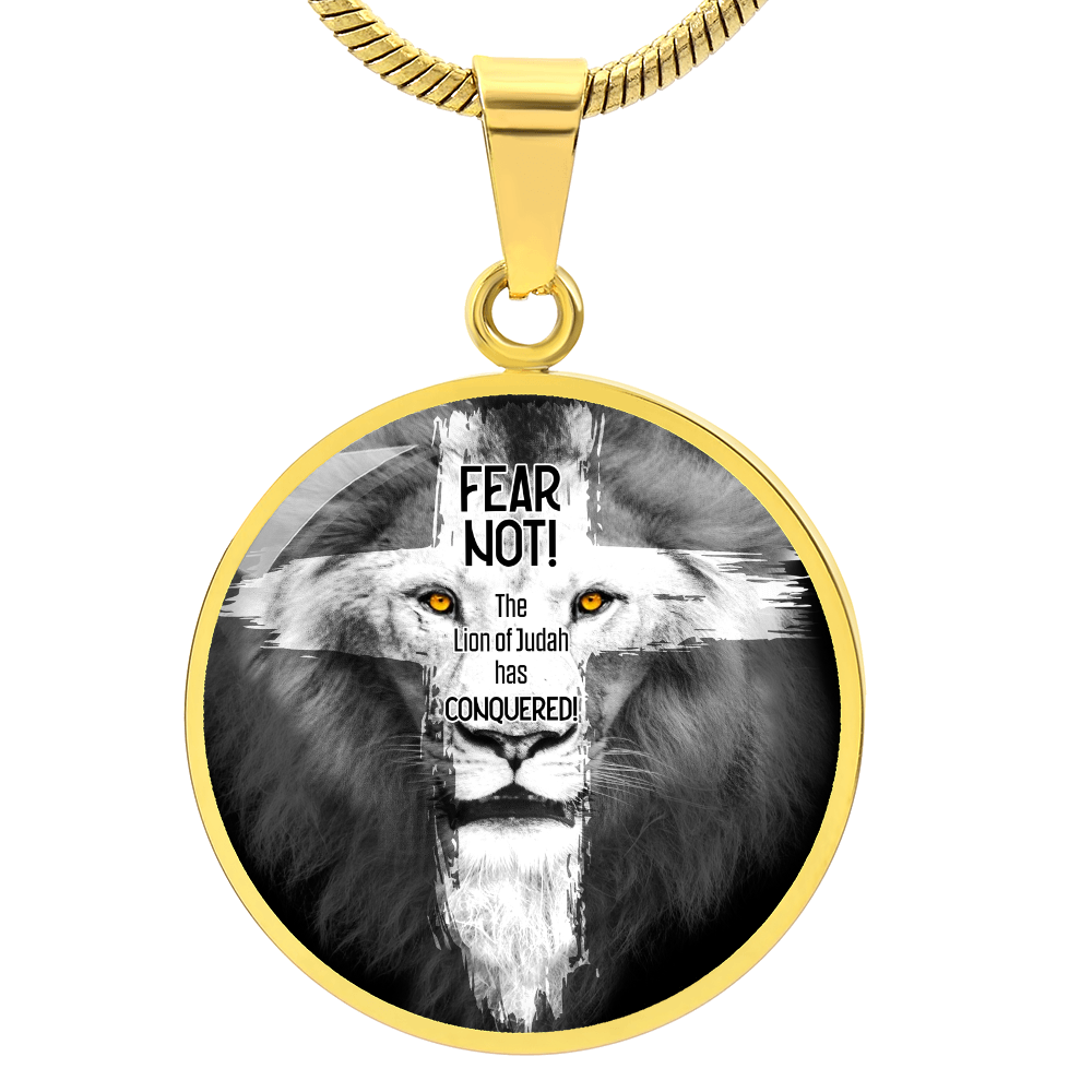 Lion of Judah Circle Pendant Necklace Premium Stainless Steel or 18k Gold Finish 18-22"