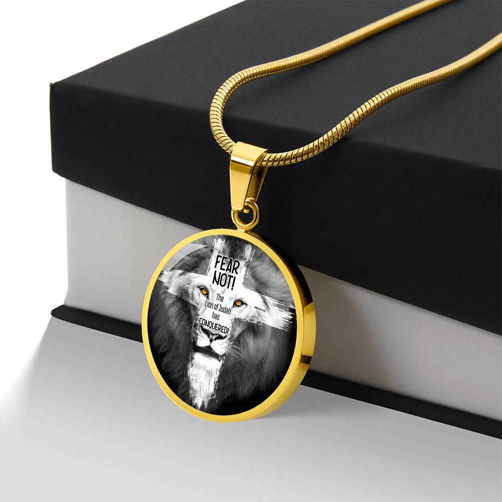 Lion of Judah Circle Pendant Necklace Premium Stainless Steel or 18k Gold Finish 18-22"