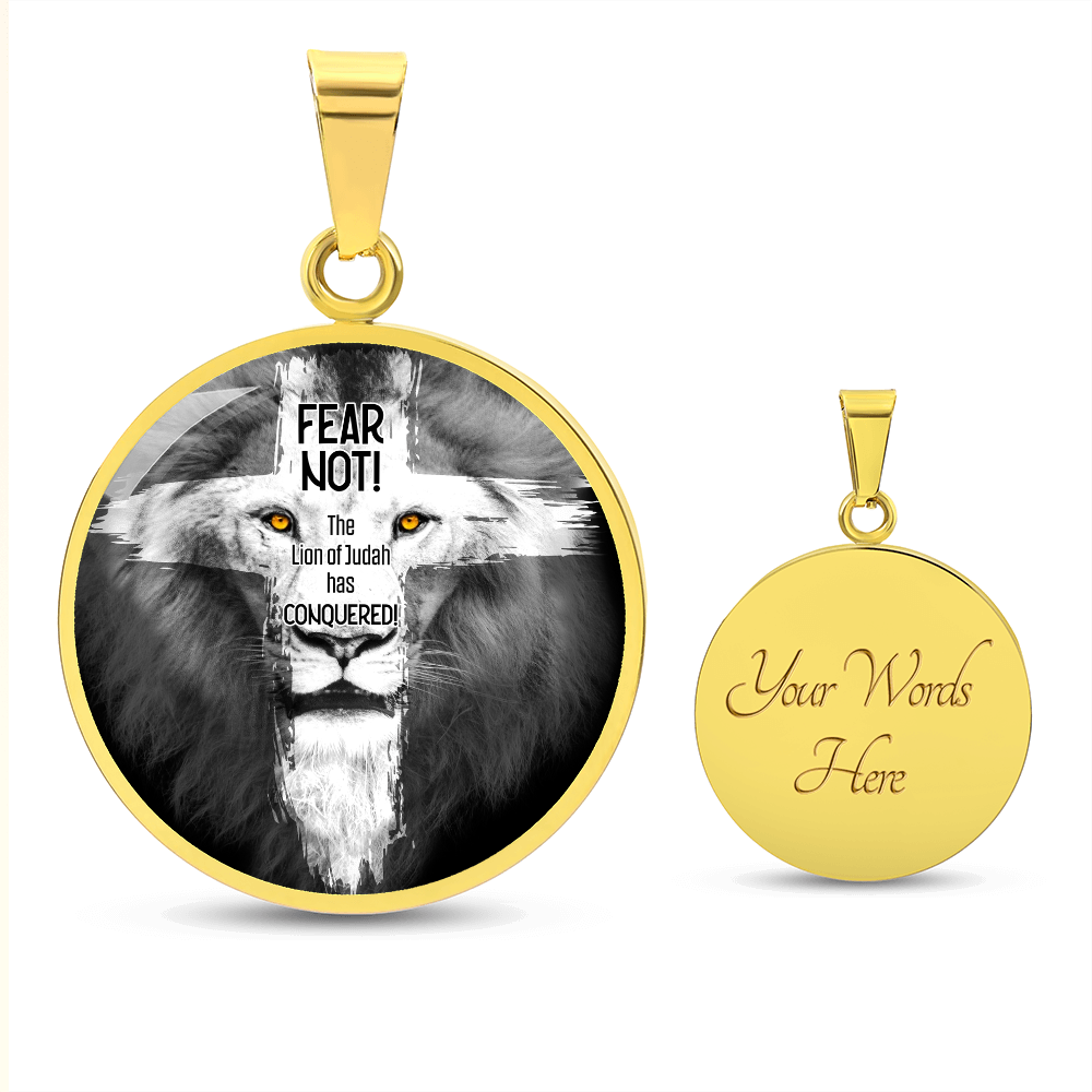 Lion of Judah Circle Pendant Necklace Premium Stainless Steel or 18k Gold Finish 18-22"