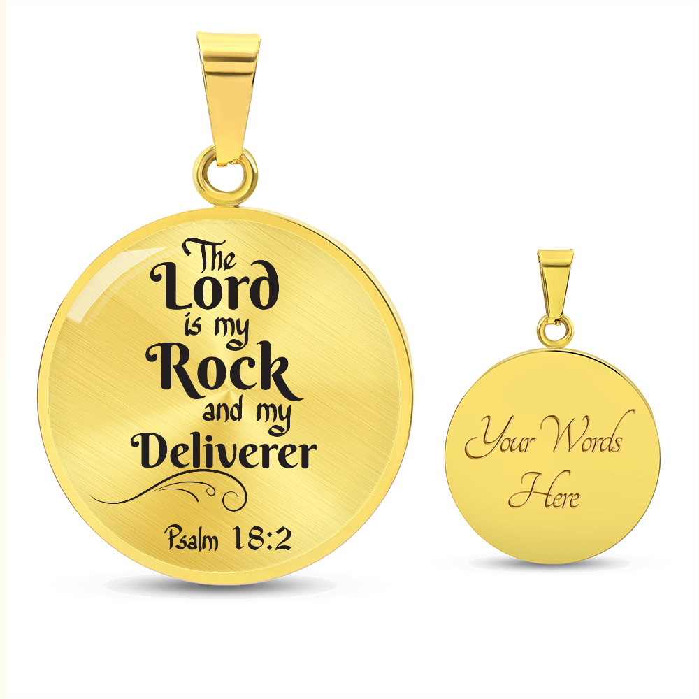 Lord is My Rock Circle Pendant Necklace Stainless Steel 1822"