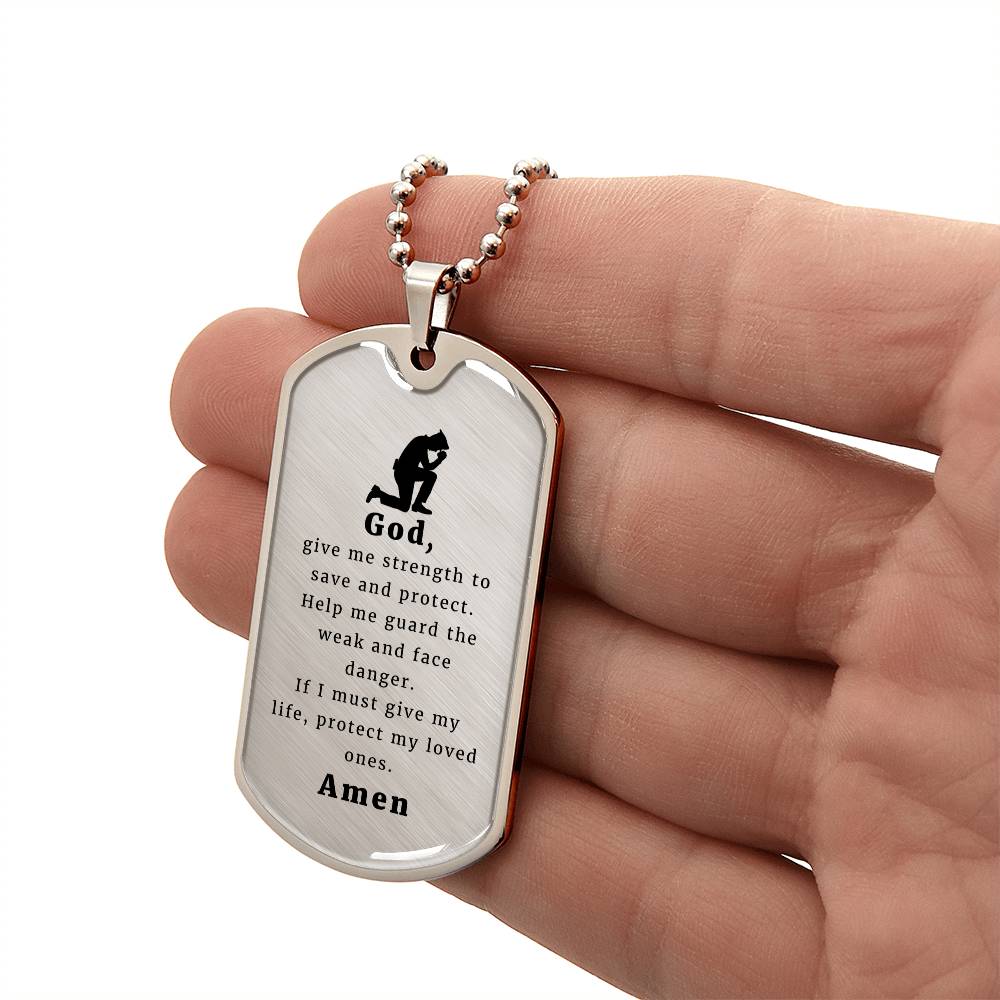 Police Officer's Prayer Necklace Stainless Steel or 18k Gold Dog Tag 24" Chain-Express Your Love Gifts