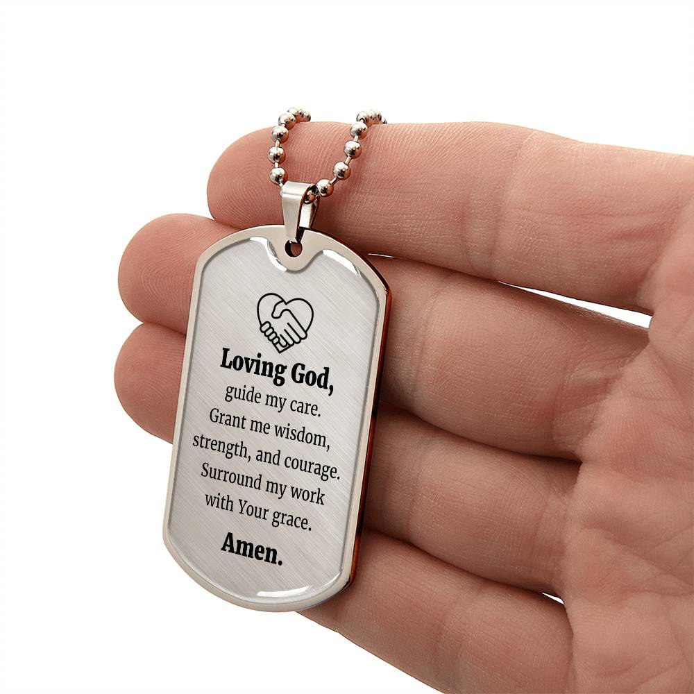 Social Worker's Prayer Necklace Stainless Steel or 18k Gold Dog Tag 24" Chain-Express Your Love Gifts