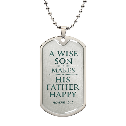 Gift to Son Necklace Stainless Steel or 18k Gold Dog Tag w 24" Chain