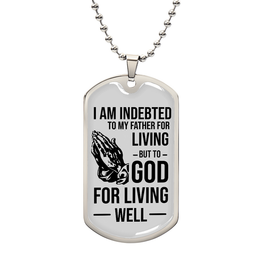 Bible Verse Father Gift Necklace Stainless Steel or 18k Gold Dog Tag w 24" Chain