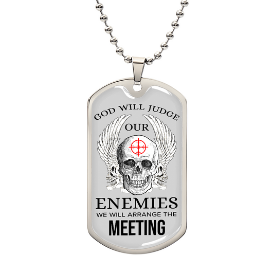God Will Judge Necklace Stainless Steel or 18k Gold Dog Tag w 24" Chain