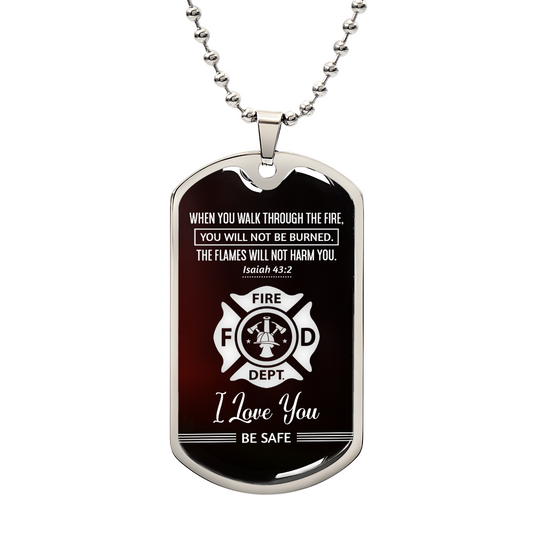 When You Walk Through Premium Stainless Steel or 18k Gold Dog Tag Necklace with 24" Chain