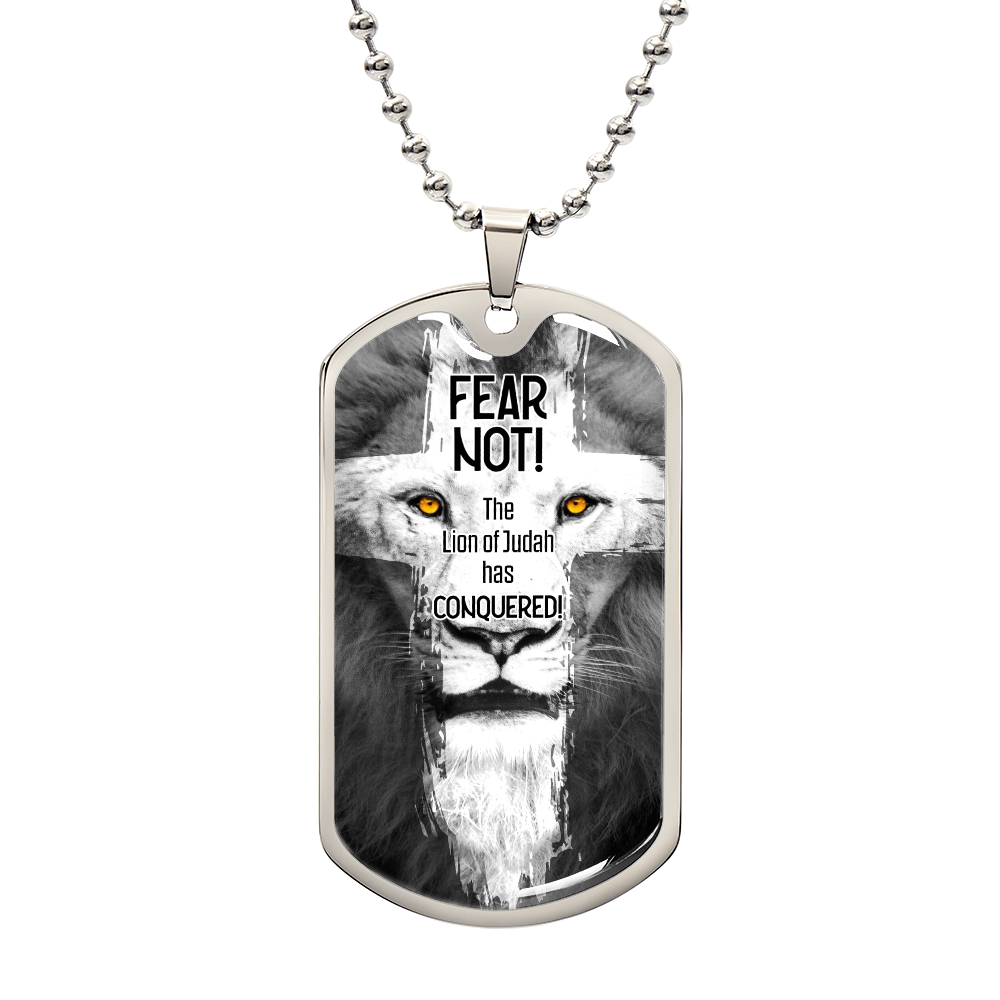 Lion Of Judah Premium Stainless Steel or 18k Gold Dog Tag Necklace with 24" Chain