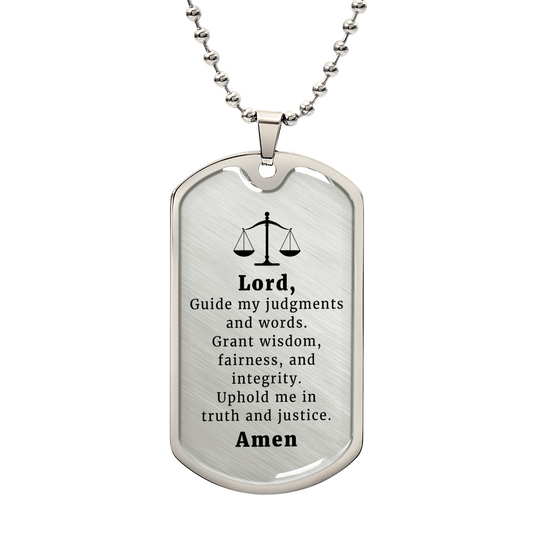 Judge and Lawyer's Prayer Necklace Stainless Steel or 18k Gold Dog Tag 24" Chain-Express Your Love Gifts