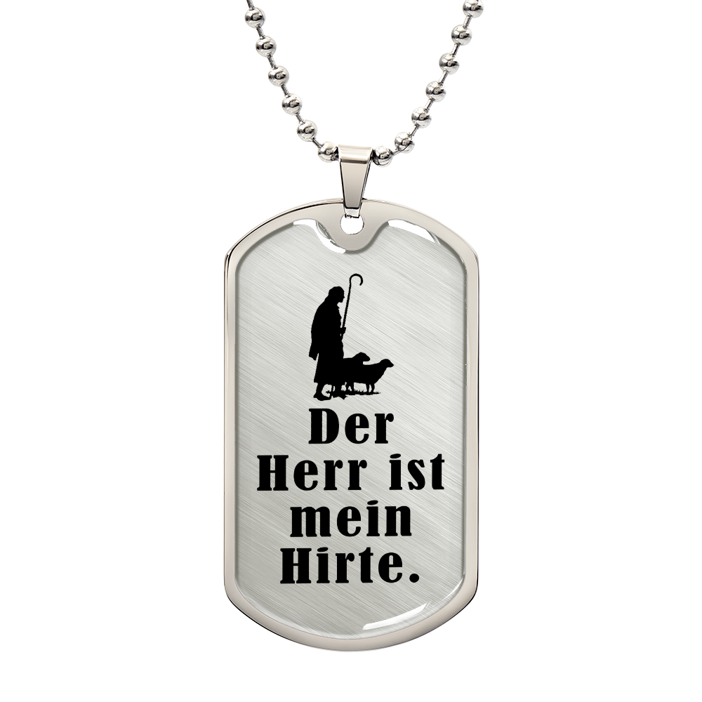 Lord's My Shephard Psalm 23 German Premium Stainless Steel or 18k Gold Dog Tag Necklace with 24" Chain