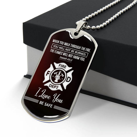 When You Walk Through Premium Stainless Steel or 18k Gold Dog Tag Necklace with 24" Chain