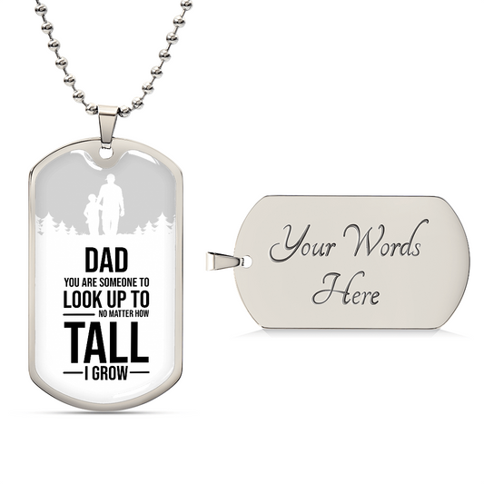 Dad You Are Someone Necklace Stainless Steel or 18k Gold Dog Tag w 24" Chain