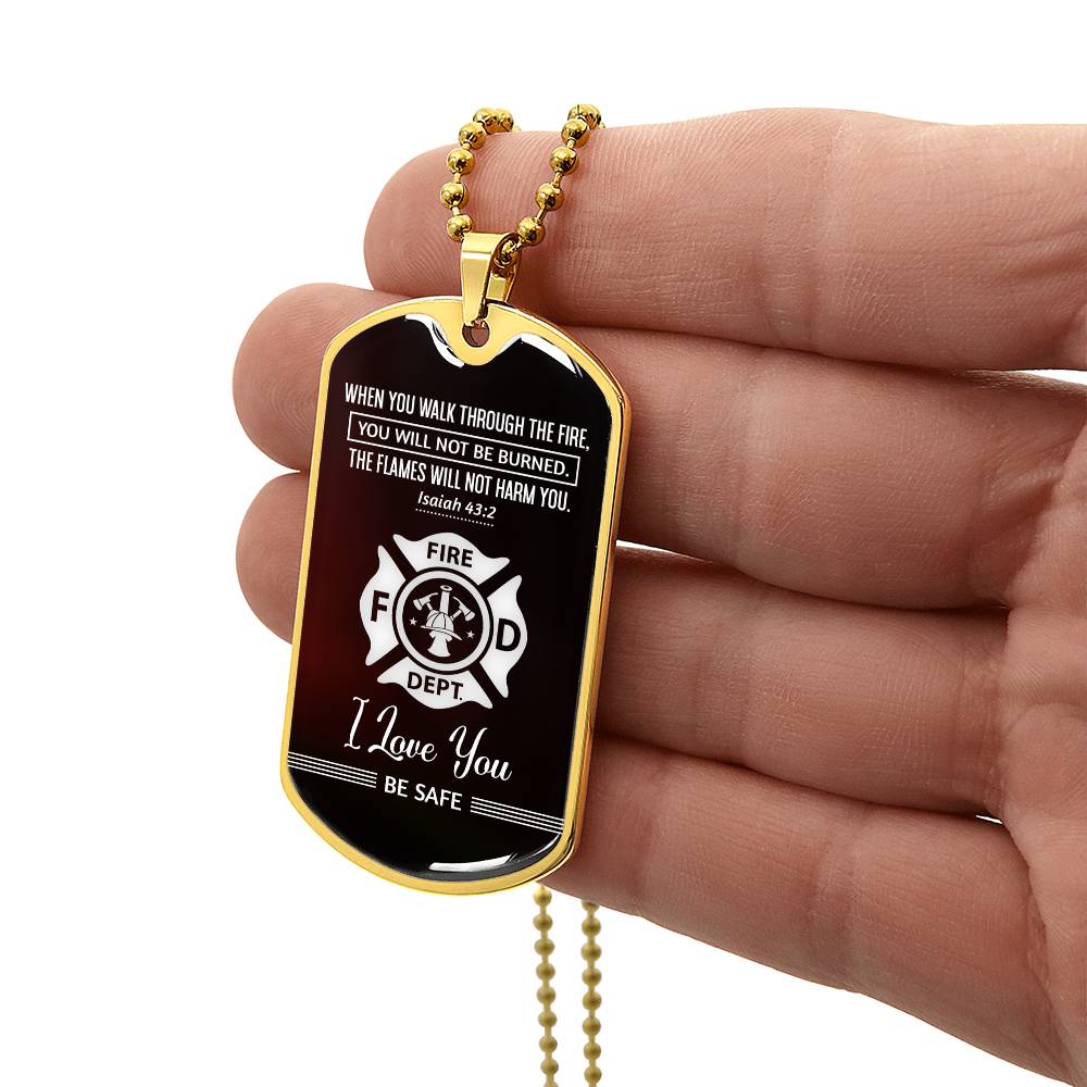 When You Walk Through Premium Stainless Steel or 18k Gold Dog Tag Necklace with 24" Chain