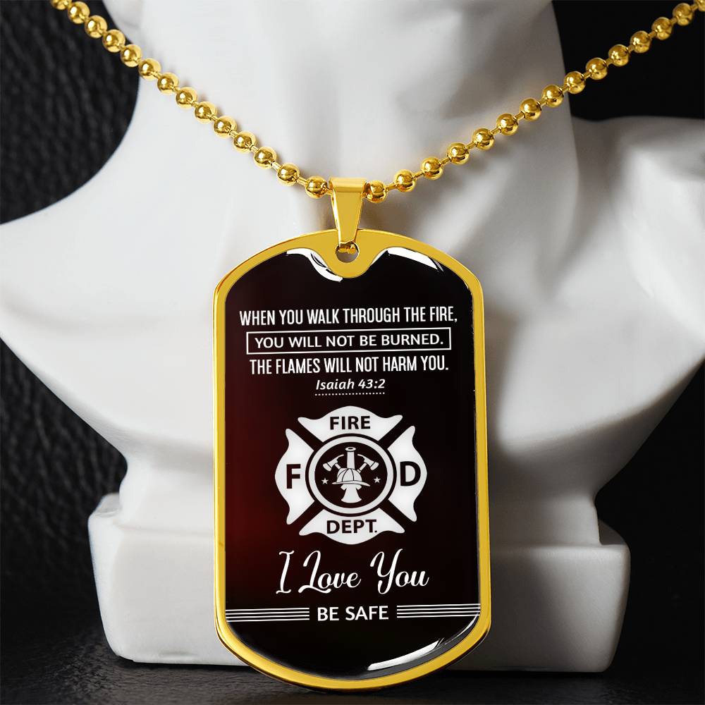 When You Walk Through Premium Stainless Steel or 18k Gold Dog Tag Necklace with 24" Chain