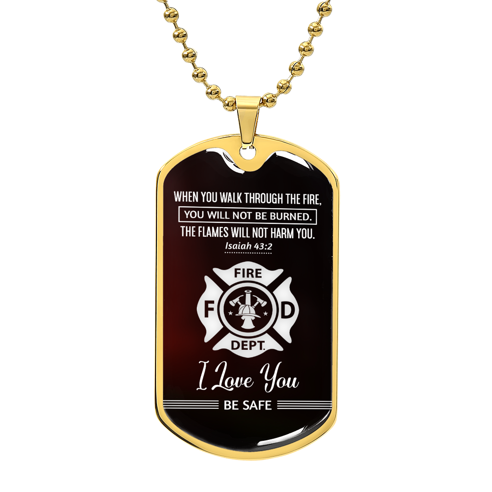 When You Walk Through Premium Stainless Steel or 18k Gold Dog Tag Necklace with 24" Chain