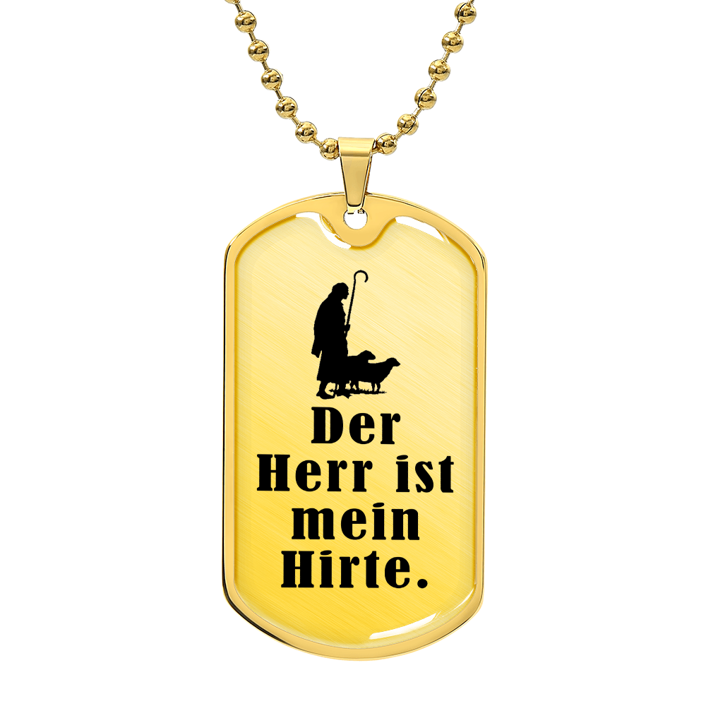 Lord's My Shephard Psalm 23 German Premium Stainless Steel or 18k Gold Dog Tag Necklace with 24" Chain