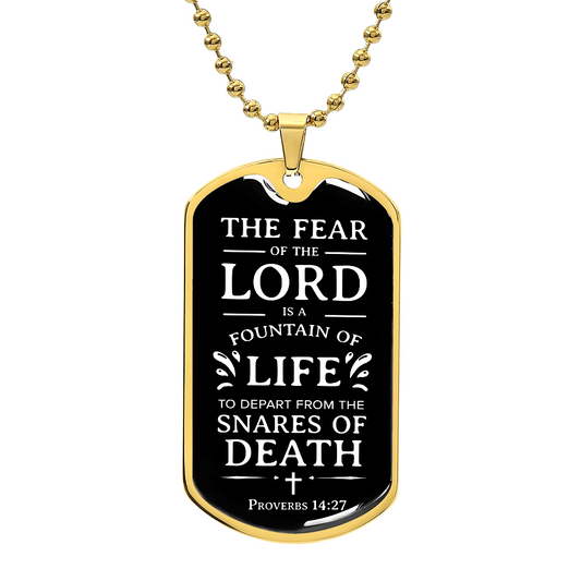 Fountain Of Life ScriptureInspired Necklace Stainless Steel or 18k Gold Dog Tag w 24" Chain