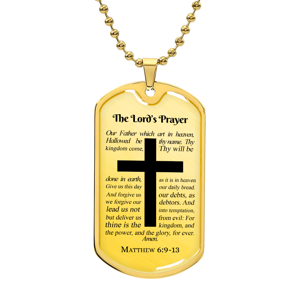 The Lord's Prayer Premium Stainless Steel or 18k Gold Dog Tag Necklace with 24" Chain