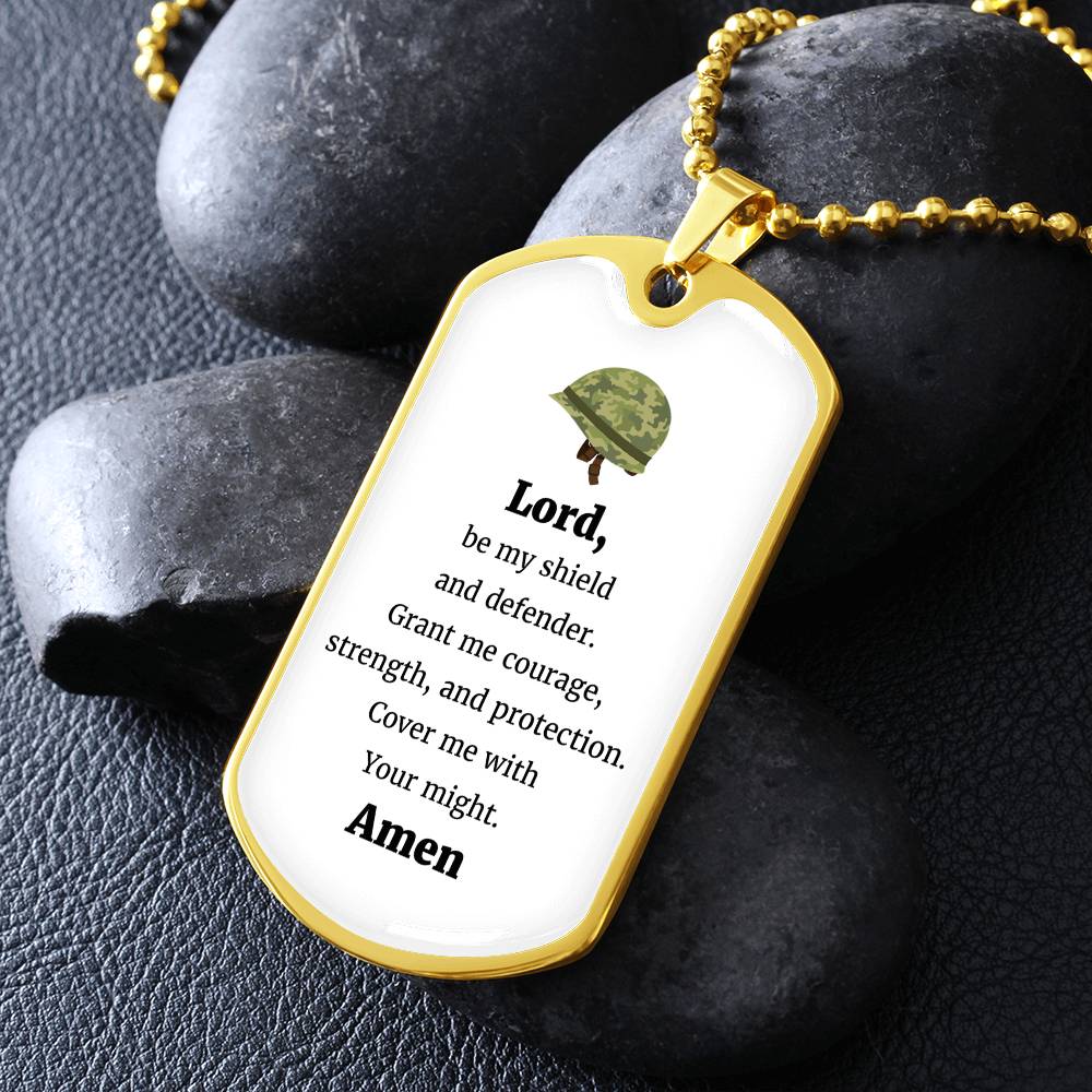 Soldier's Prayer Necklace Stainless Steel or 18k Gold Dog Tag 24" Chain-Express Your Love Gifts