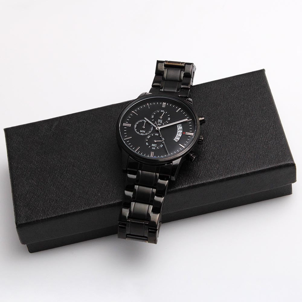 Believe Engraved Bible Verse Men's Watch Multifunction Stainless Steel W Copper Dial