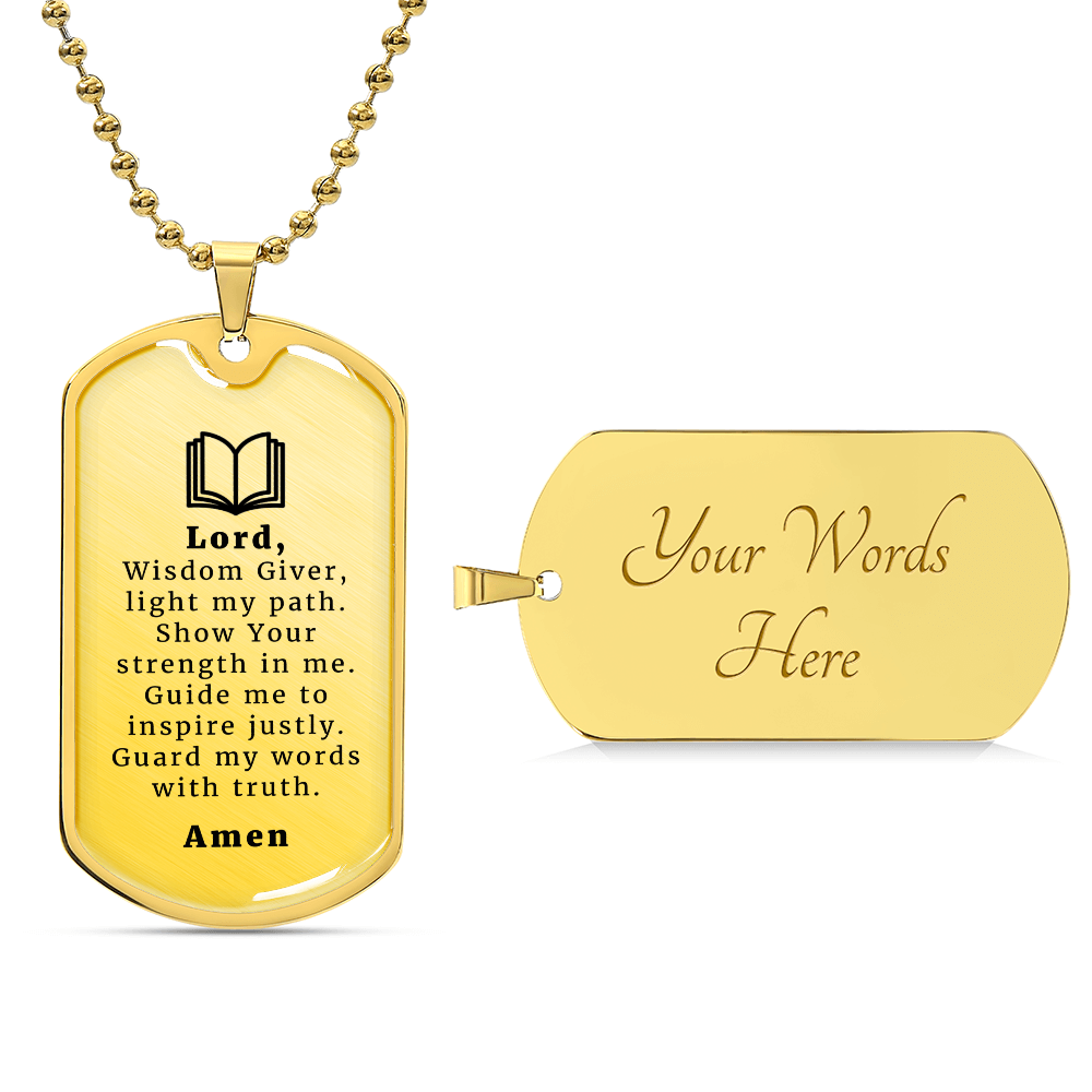 Teacher's Prayer Necklace Stainless Steel or 18k Gold Dog Tag 24" Chain-Express Your Love Gifts