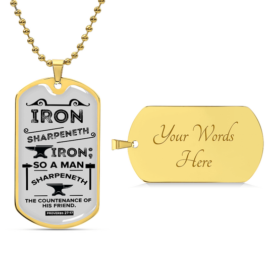 Friends Build One Another Inspirational Bible Verse Proverbs Necklace Stainless Steel or 18k Gold Dog Tag w 24" Chain