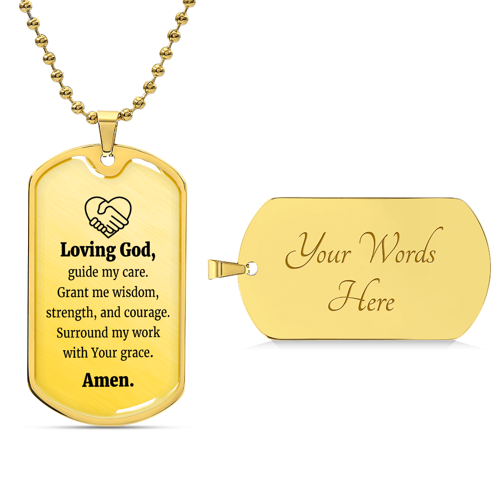 Social Worker's Prayer Necklace Stainless Steel or 18k Gold Dog Tag 24" Chain-Express Your Love Gifts