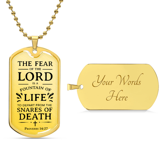 Fear of the Lord Necklace Stainless Steel or 18k Gold Dog Tag w 24" Chain