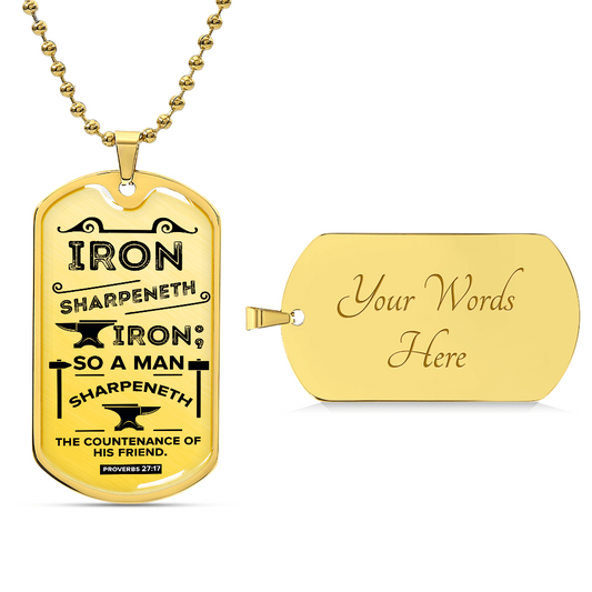 Friends Build One Another Necklace Stainless Steel or 18k Gold Dog Tag w 24"