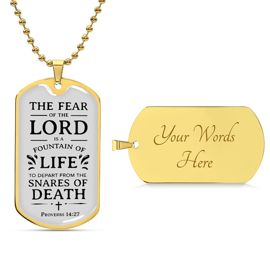 Fountain Of Life Christian Necklace Stainless Steel or 18k Gold Dog Tag w 24" Chain