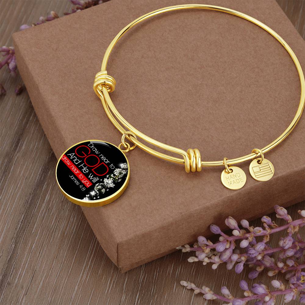 James 4:8  Draw Near to God  Christian Bracelet Circle Bangle