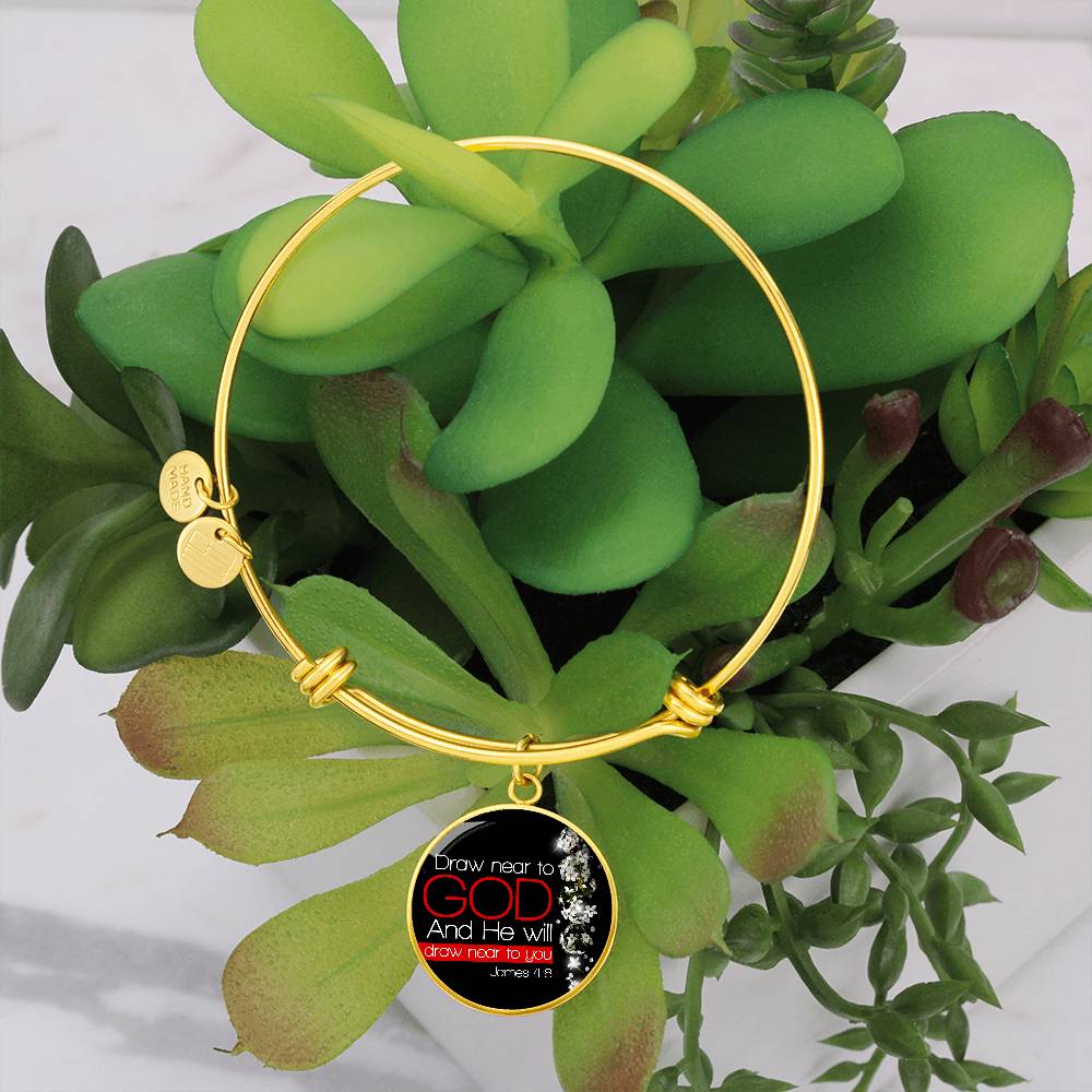 James 4:8  Draw Near to God  Christian Bracelet Circle Bangle