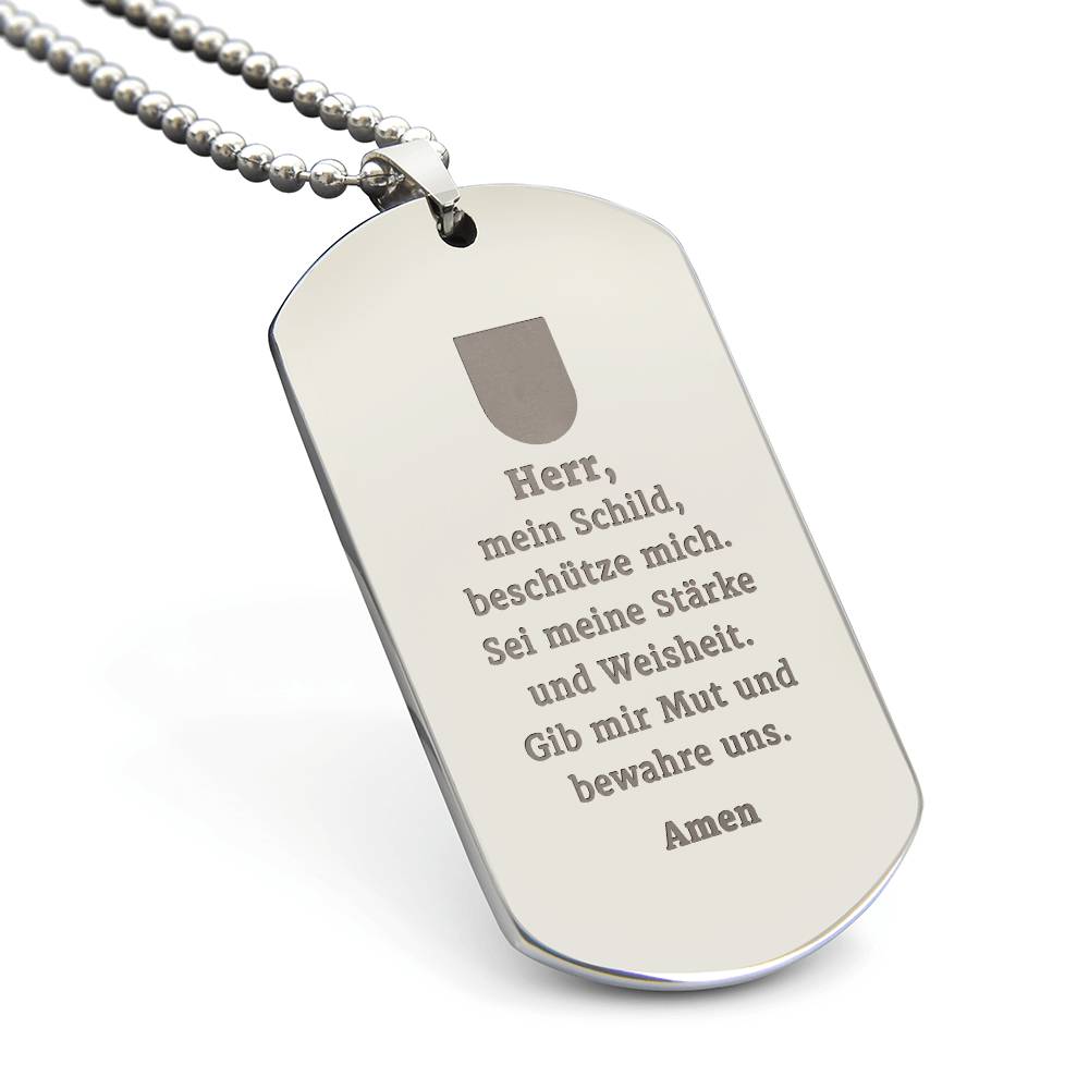 Polizeibeamter German Police Officer Prayer Engraved Dog Tag Bible Necklace Stainless Steel or 18k Gold w 24" Chain