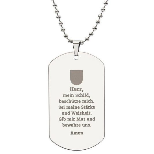 Polizeibeamter German Police Officer Prayer Engraved Dog Tag Bible Necklace Stainless Steel or 18k Gold w 24" Chain