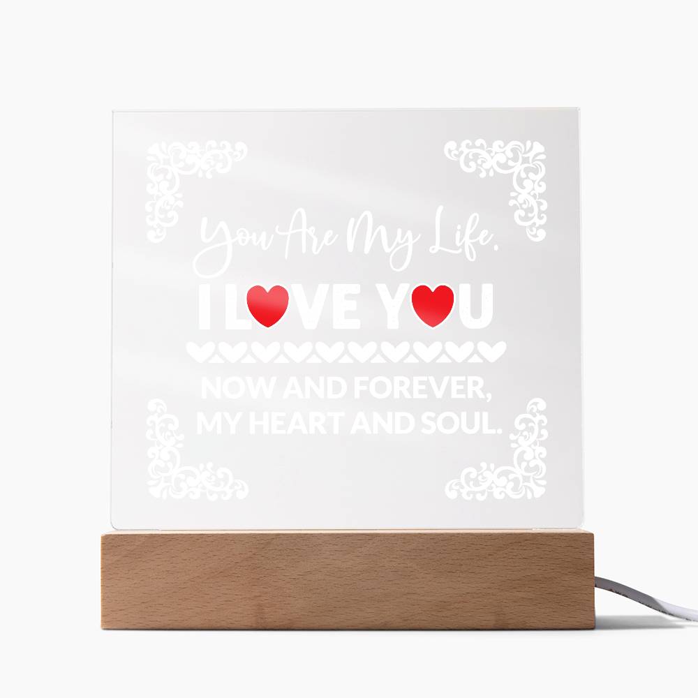 You Are My Life Printed Square Shaped Acrylic Plaque