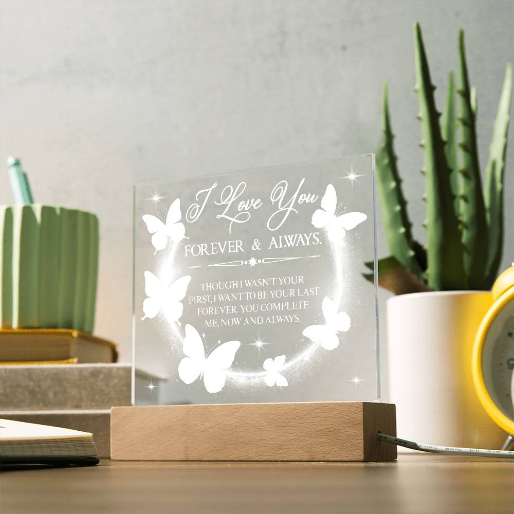 Butterfly Love Printed Square Shaped Acrylic Plaque