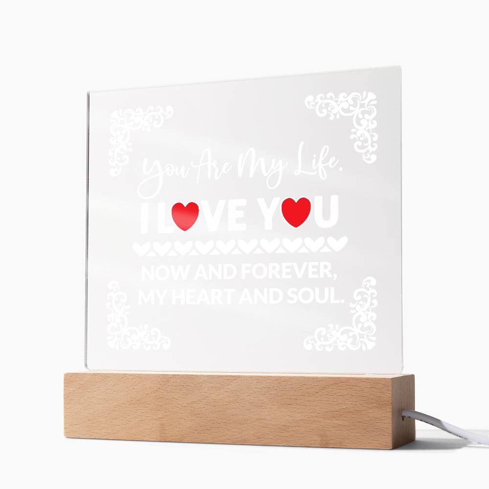 You Are My Life Printed Square Shaped Acrylic Plaque