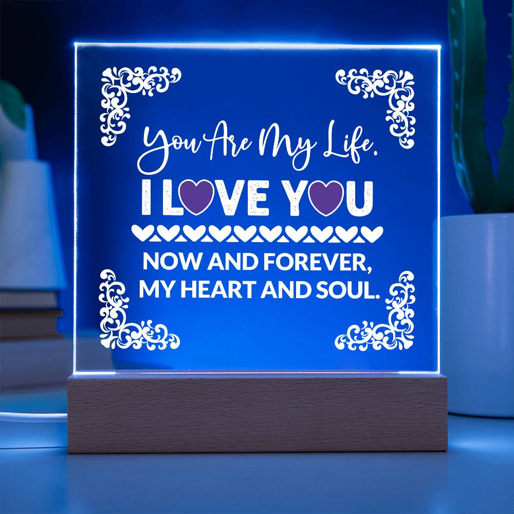 You Are My Life Printed Square Shaped Acrylic Plaque